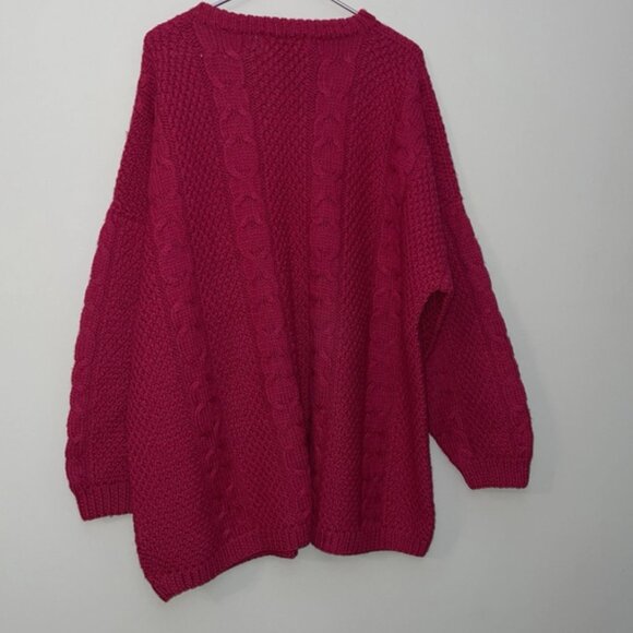 Vintage LL Bean Women’s 100% Wool Sweater Fisherman Cable Knit XL Pockets - Picture 2 of 16